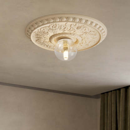 French Handmade Relief Resin Glass Flush Ceiling Light