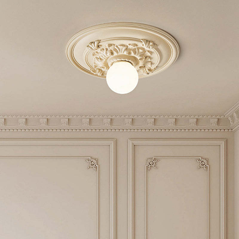 French Handmade Relief Resin Glass Flush Ceiling Light