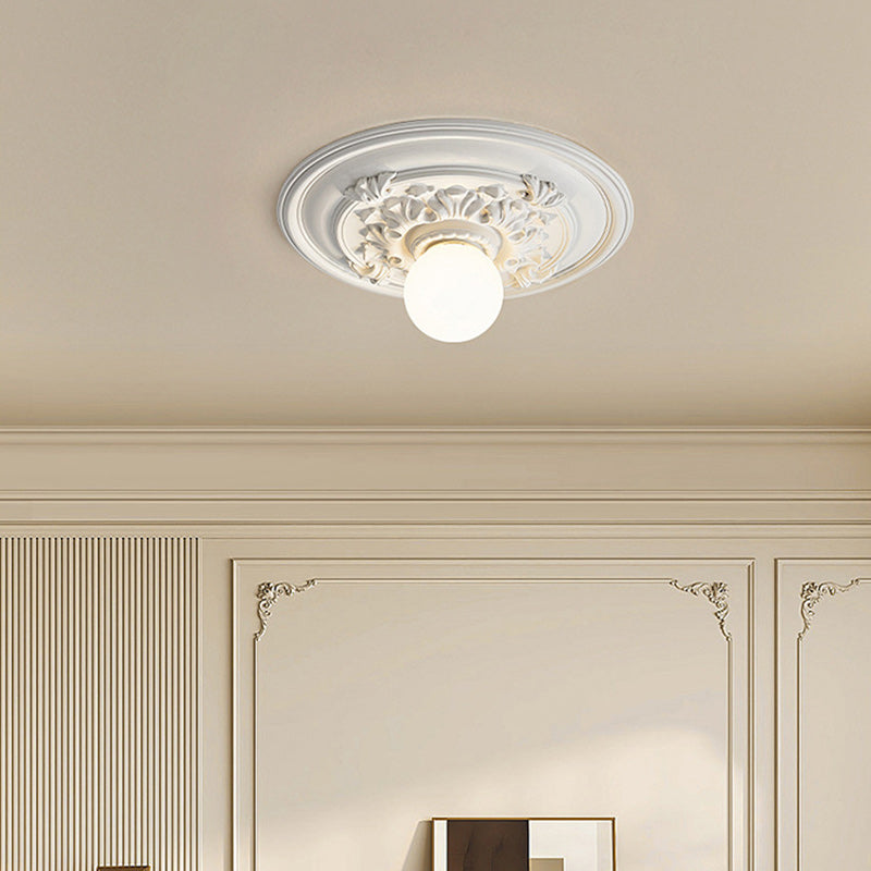 French Handmade Relief Resin Glass Flush Ceiling Light