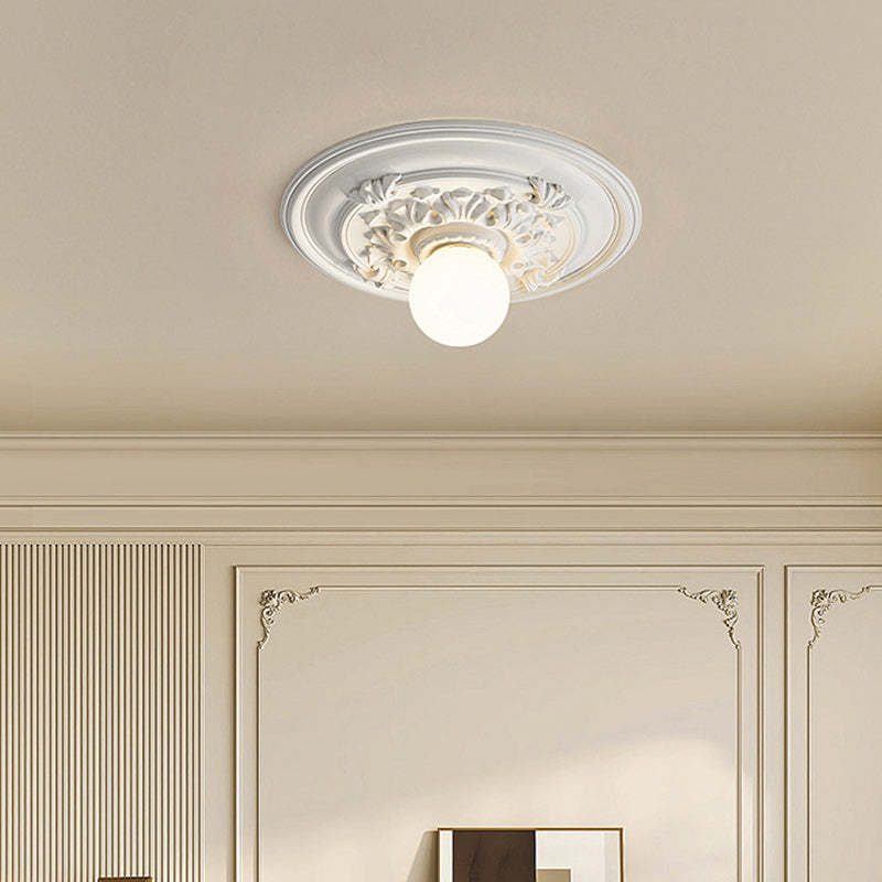 French Handmade Relief Resin Glass Flush Ceiling Light