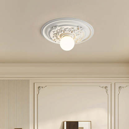 French Handmade Relief Resin Glass Flush Ceiling Light