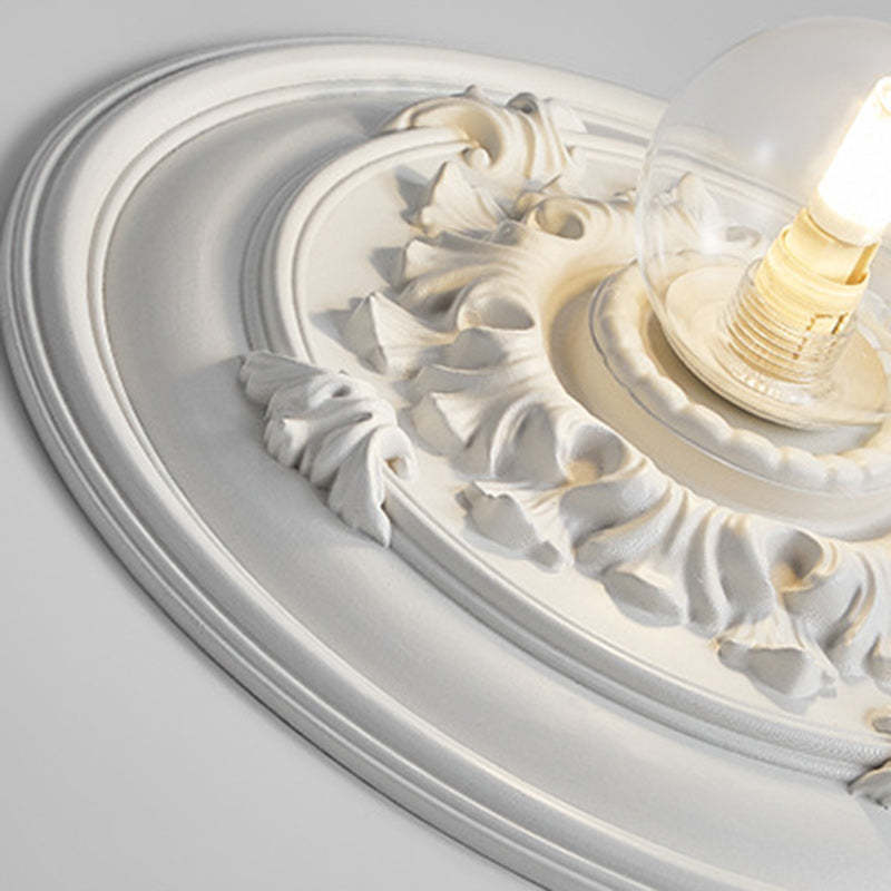 French Handmade Relief Resin Glass Flush Ceiling Light