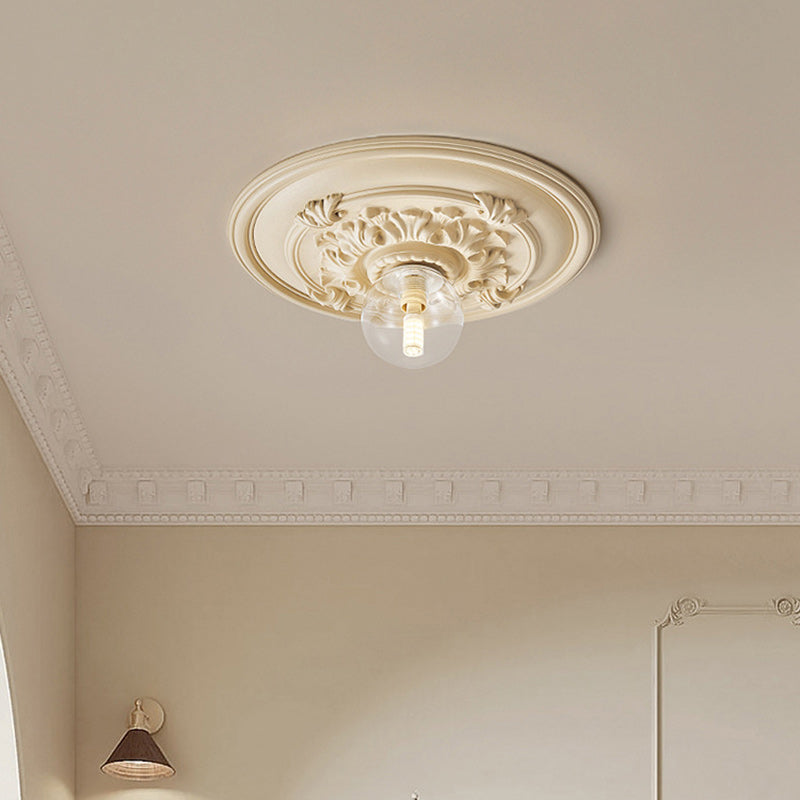 French Handmade Relief Resin Glass Flush Ceiling Light