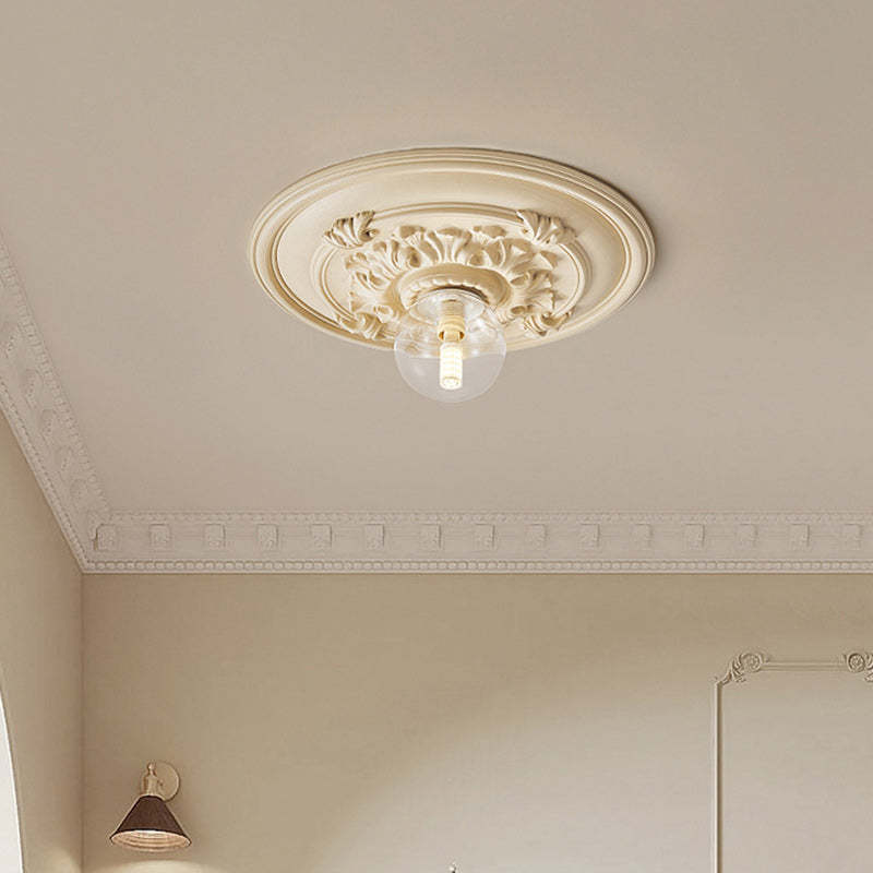 French Handmade Relief Resin Glass Flush Ceiling Light