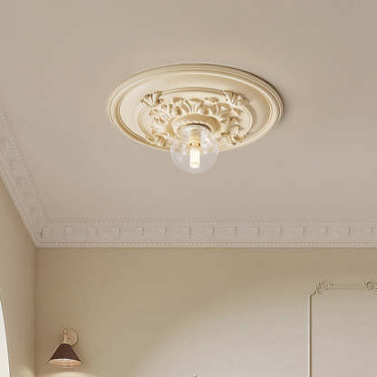 French Handmade Relief Resin Glass Flush Ceiling Light