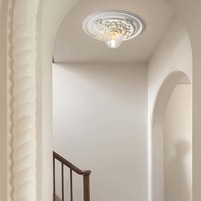 French Handmade Relief Resin Glass Flush Ceiling Light