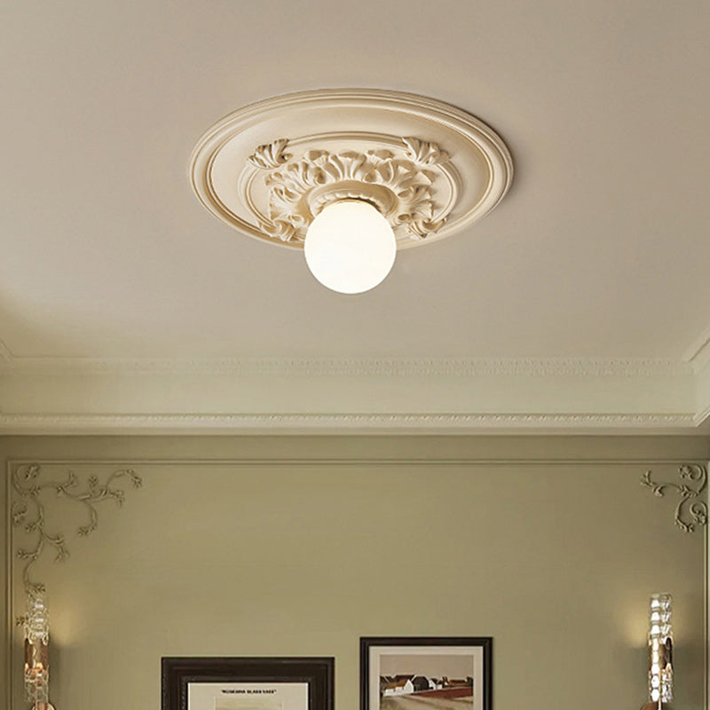 French Handmade Relief Resin Glass Flush Ceiling Light