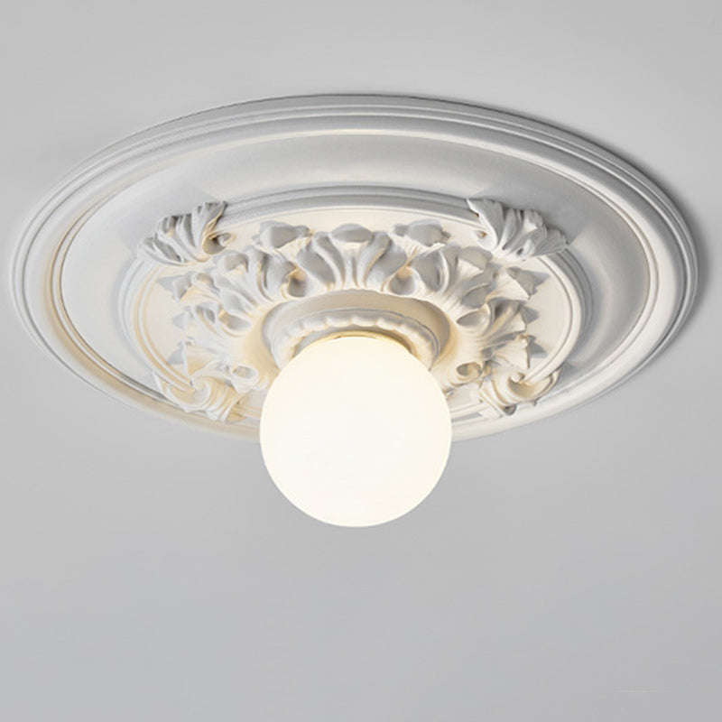 French Handmade Relief Resin Glass Flush Ceiling Light
