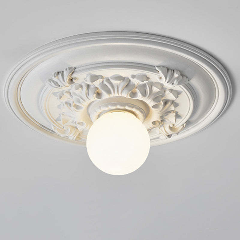 French Handmade Relief Resin Glass Flush Ceiling Light
