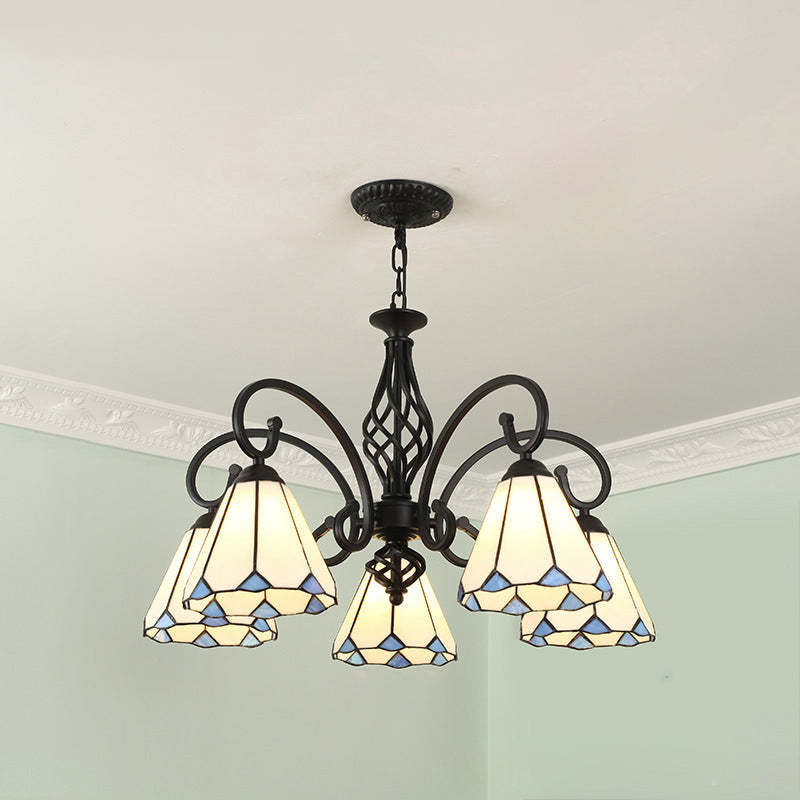 Stained tiffany iron chandeliers — 5-Light / 110V-120V (US/CA)