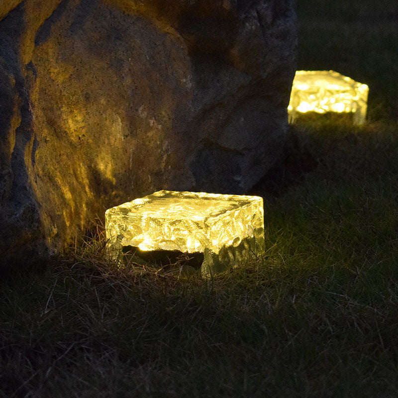 Minimalist Solar Clear Ice Landscape Light — Colorful Light - Small / 2V
