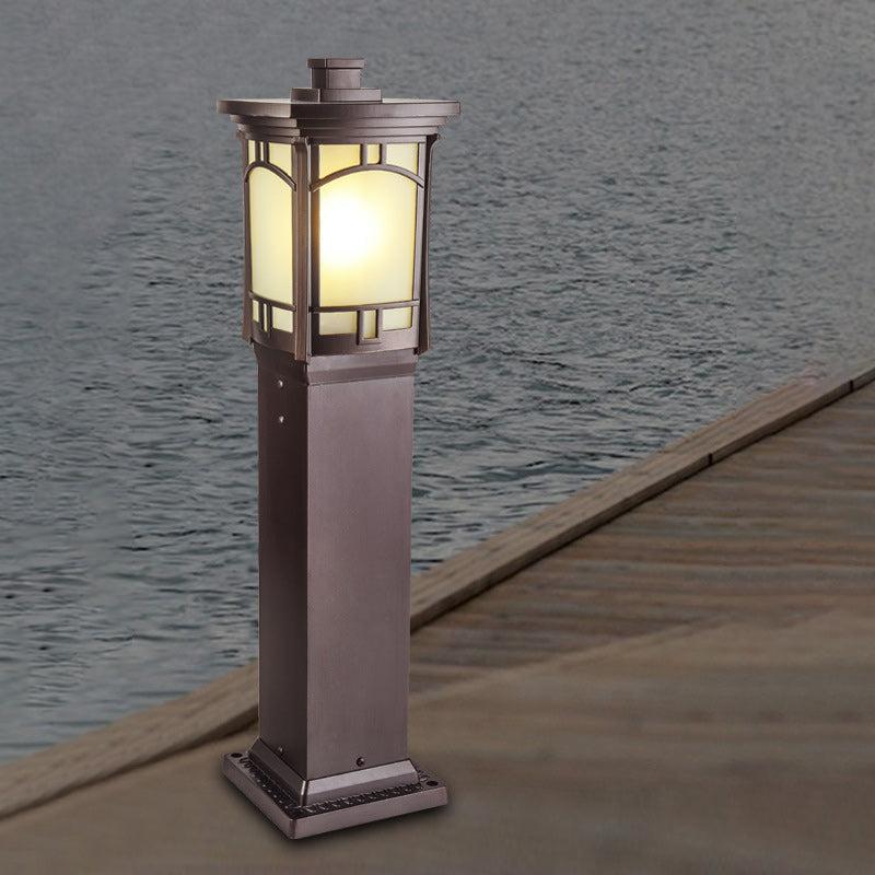 Minimalist Column Frosted Aluminum Post — C - Striped Glass / 220V-240V For UK/AU