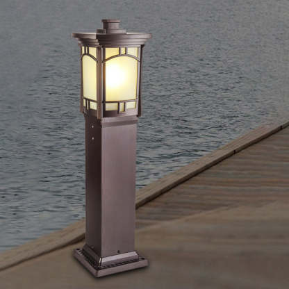Minimalist Column Frosted Aluminum Post — C - Striped Glass / 220V-240V For UK/AU