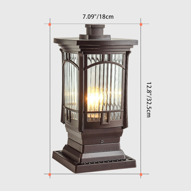 Minimalist Column Frosted Aluminum Post — A - Striped Glass / 220V-240V For UK/AU