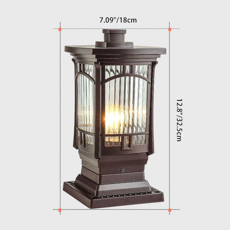 Minimalist Column Frosted Aluminum Post — A - Striped Glass / 220V-240V For UK/AU