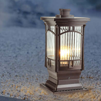 Minimalist Column Frosted Aluminum Post — C - Striped Glass / 110V-120V For US/CA