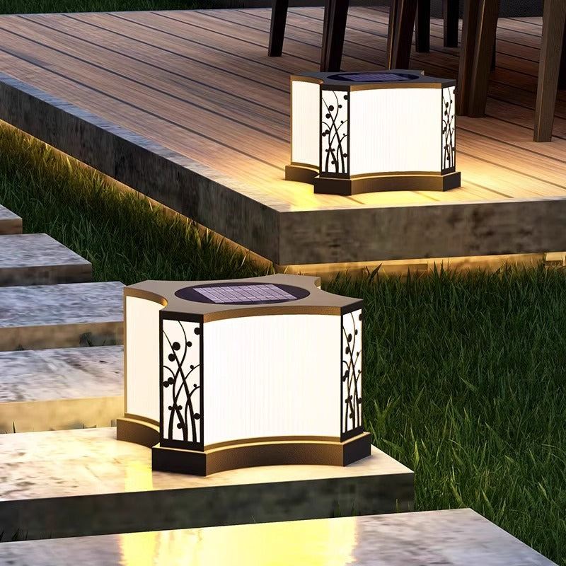 Minimalist quadrangle stainless black steel outdoor post lights, Lighom — Medium