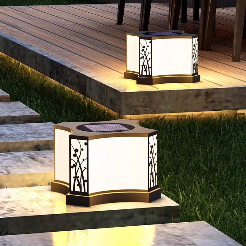 Minimalist Quadrangle Flower Solar Stainless Steel Light — Hardwired / 110V-120V For US/CA