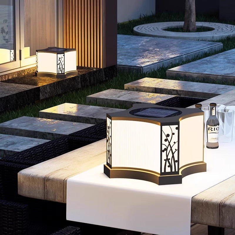 Minimalist Quadrangle Flower Solar Stainless Steel Light — Solar + Hardwired / 110V-120V For US/CA