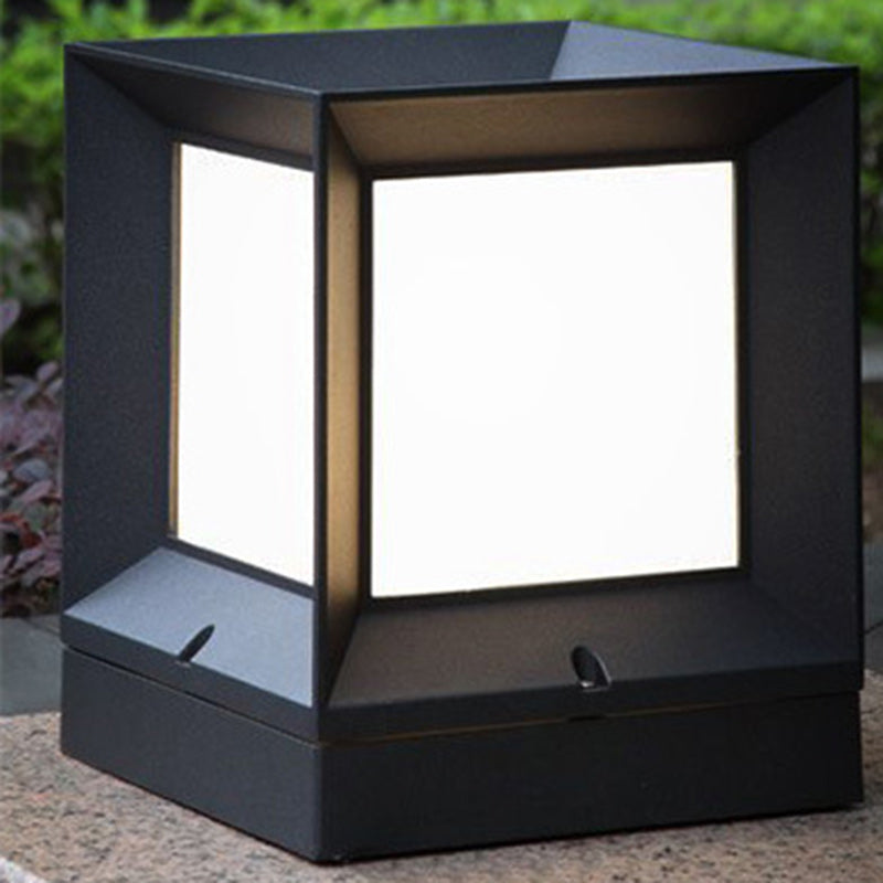 Minimalist Square Aluminum Acrylic Outdoor Post Light