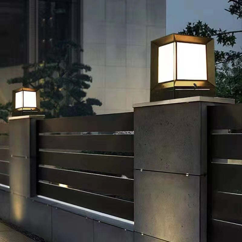 Minimalist Square Aluminum Acrylic Outdoor Post Light
