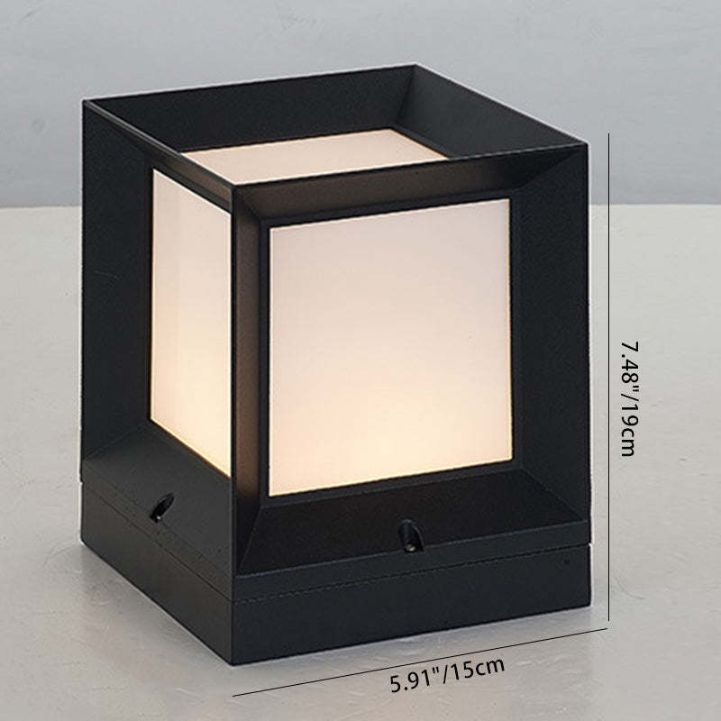 Minimalist Square Aluminum Acrylic Outdoor Post Light