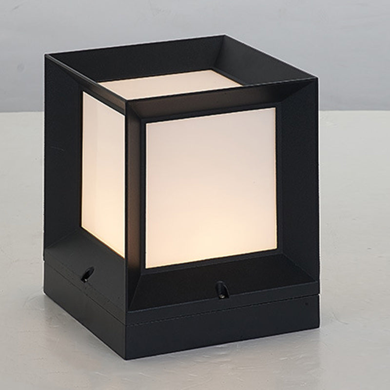 Minimalist Square Aluminum Acrylic Outdoor Post Light