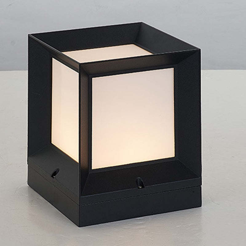 Minimalist Square Aluminum Acrylic Outdoor Post Light