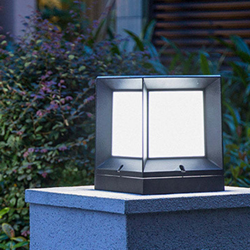 Minimalist Square Aluminum Acrylic Outdoor Post Light