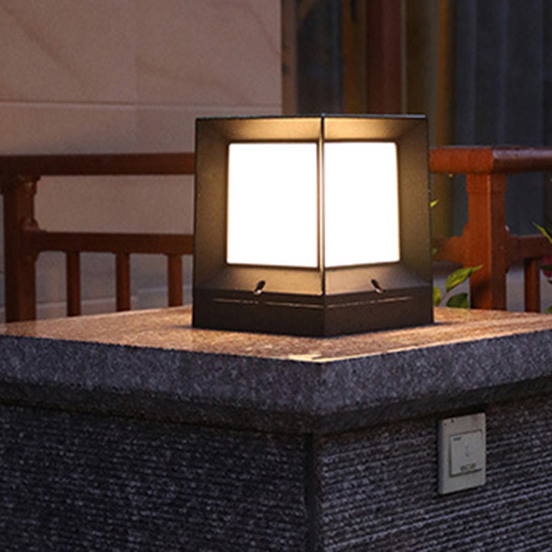 Minimalist Square Aluminum Acrylic Outdoor Post Light