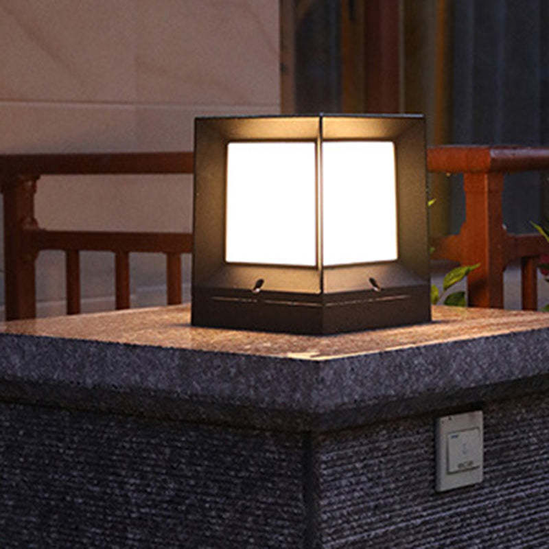 Minimalist Square Aluminum Acrylic Outdoor Post Light