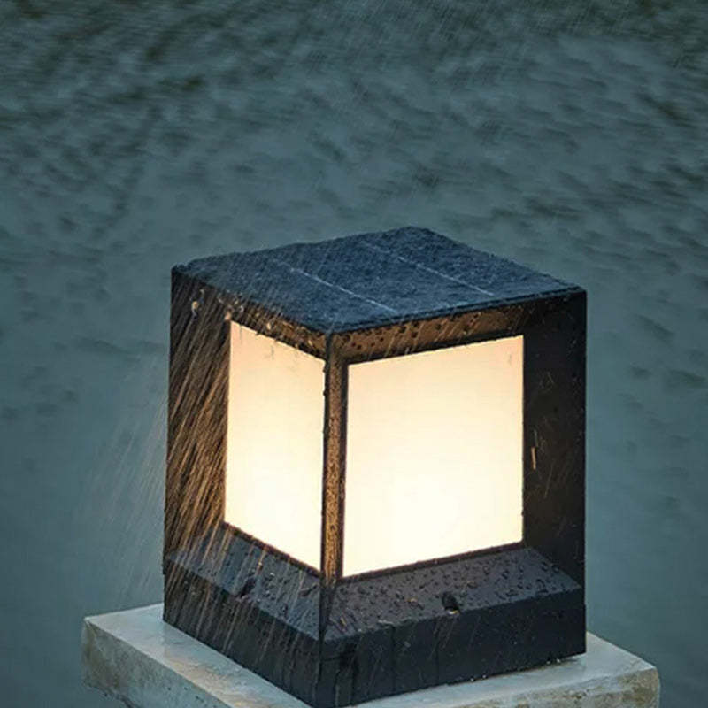 Minimalist Solar Square Aluminum Acrylic LED Post Light