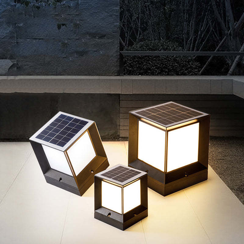 Minimalist Solar Square Aluminum Acrylic LED Post Light