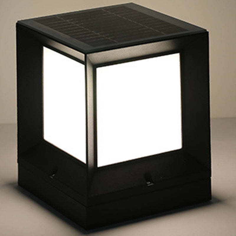 Minimalist Solar Square Aluminum Acrylic LED Post Light