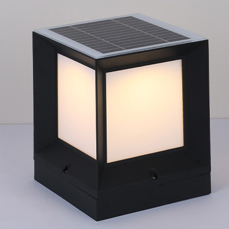 Minimalist Solar Square Aluminum Acrylic LED Post Light