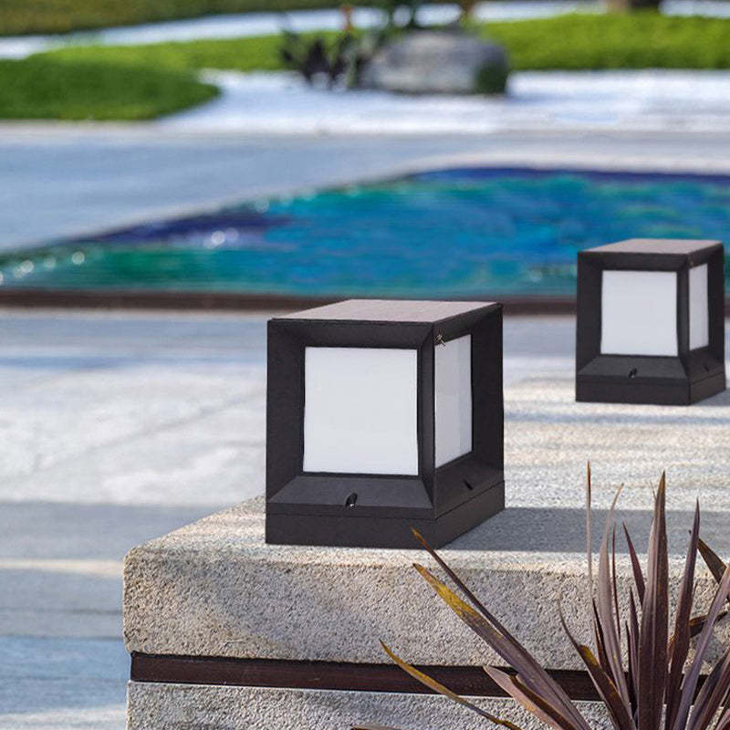 Minimalist Solar Square Aluminum Acrylic LED Post Light — 3V / Warm Light (3000K)