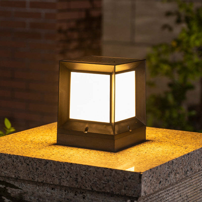 Minimalist Solar Square Aluminum Acrylic LED Post Light — 3V / Warm Light (3000K)