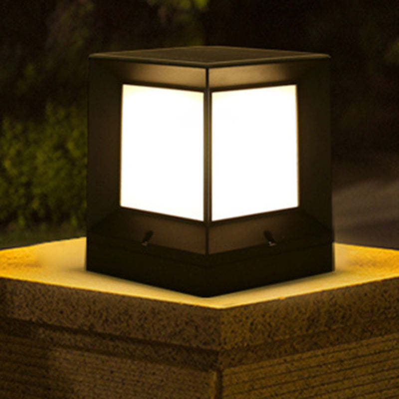 Minimalist Solar Square Aluminum Acrylic LED Post Light