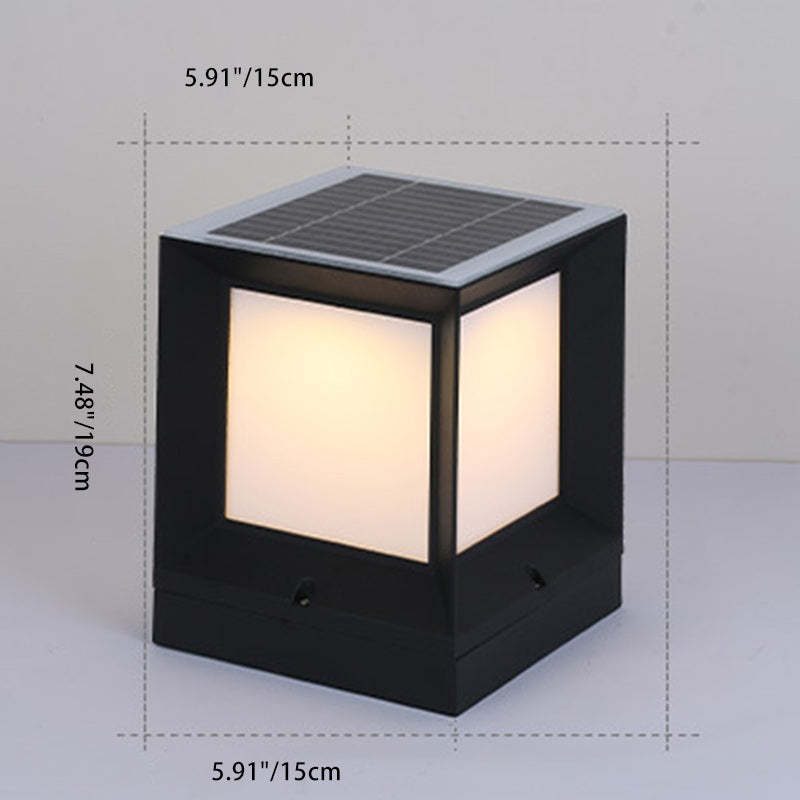 Minimalist Solar Square Aluminum Acrylic LED Post Light