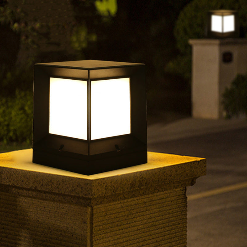Minimalist Solar Square Aluminum Acrylic LED Post Light