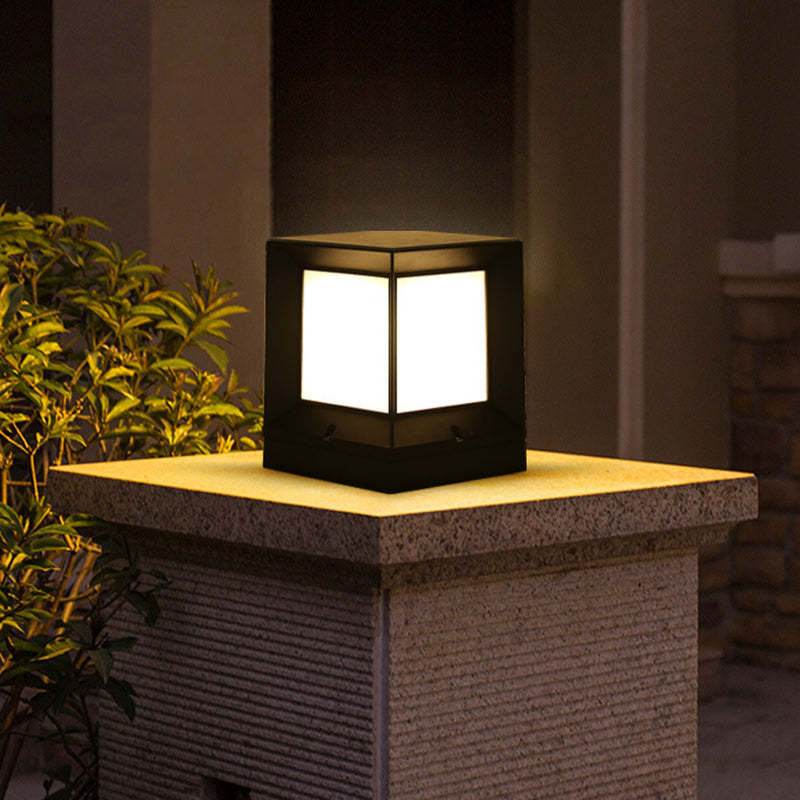 Minimalist Solar Square Aluminum Acrylic LED Post Light