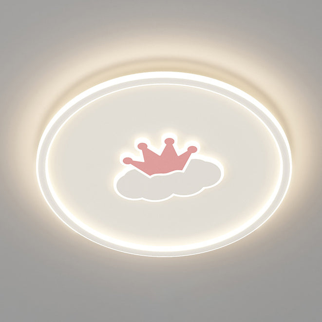 Kids Cartoon Love Crown Sun Iron Acrylic LED Flush Light