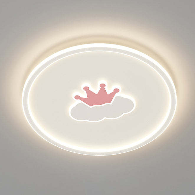Kids Cartoon Love Crown Sun Iron Acrylic LED Flush Light