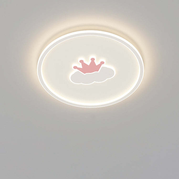 Kids Cartoon Love Crown Sun Iron Acrylic LED Flush Light