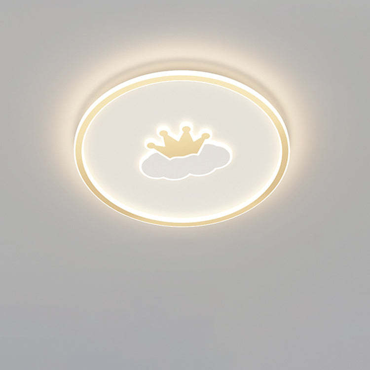 Kids Cartoon Love Crown Sun Iron Acrylic LED Flush Light
