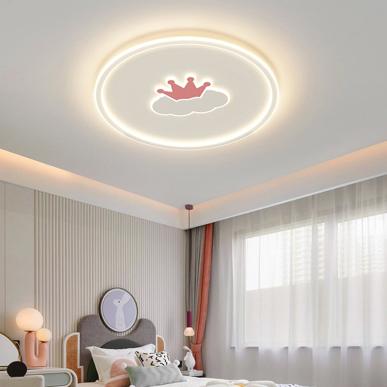 Kids Cartoon Love Crown Sun Iron Acrylic LED Flush Light