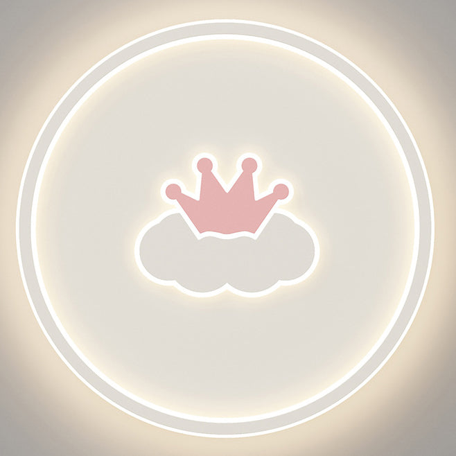 Kids Cartoon Love Crown Sun Iron Acrylic LED Flush Light