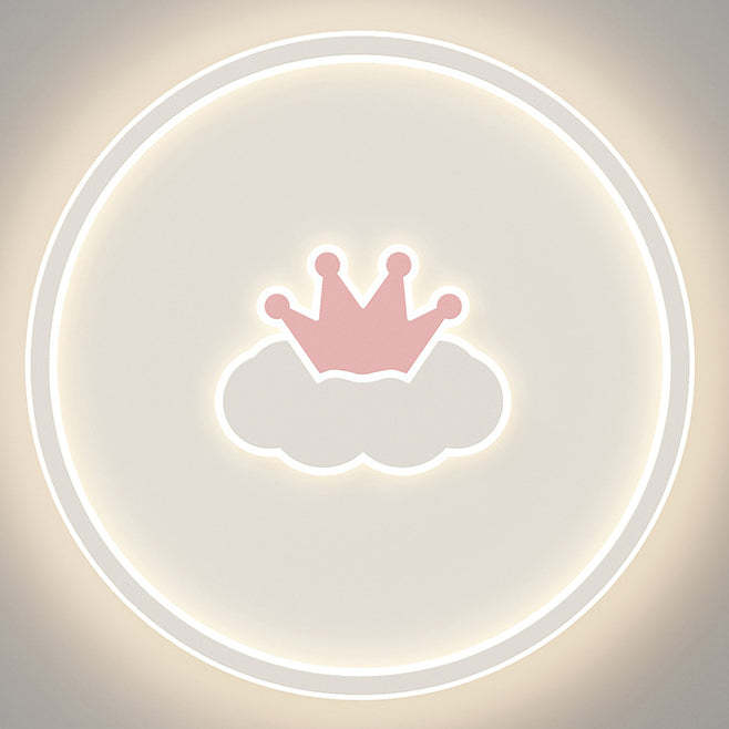 Kids Cartoon Love Crown Sun Iron Acrylic LED Flush Light