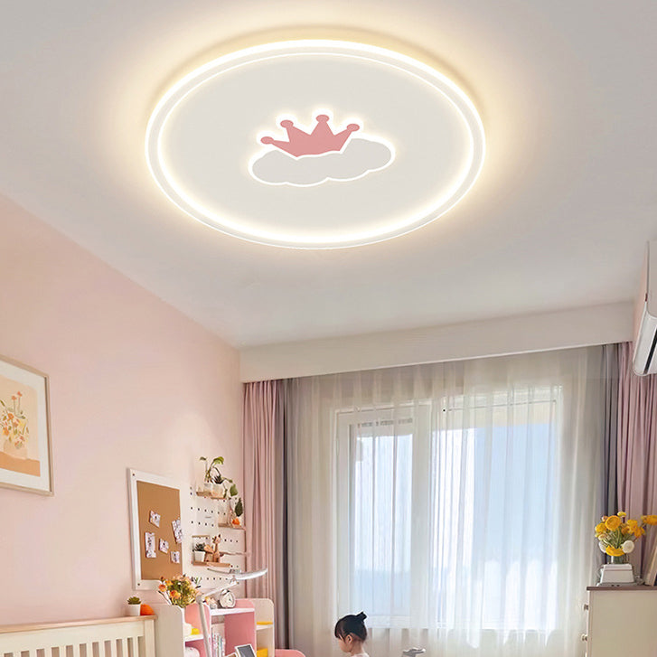 Kids Cartoon Love Crown Sun Iron Acrylic LED Flush Light