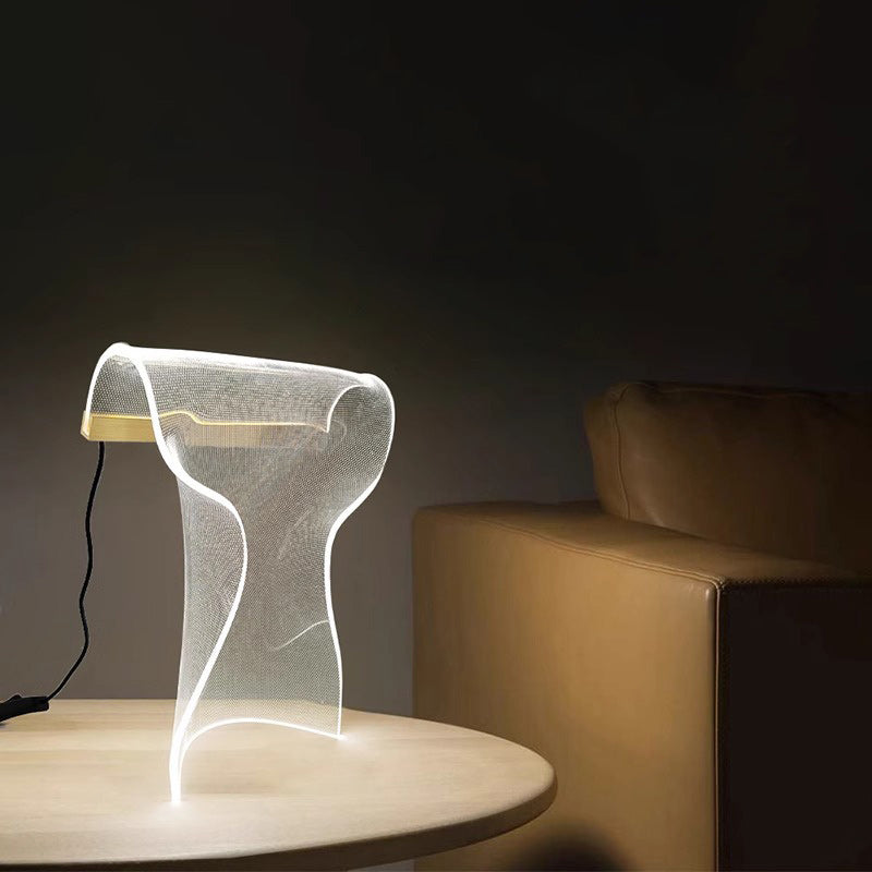 Contemporary Irregular Transparent Acrylic LED Table Lamp